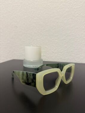 Women’s Green Marble Square Sunglasses